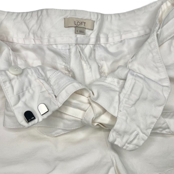 Loft white Linen Blend Belted shorts Sz 8 - Picture 4 of 7